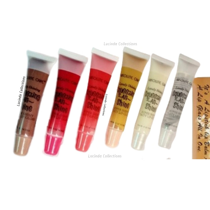 6Pcs Absolute Care or Miss Look Squeezing n Shine Lip Gloss Gel Balm