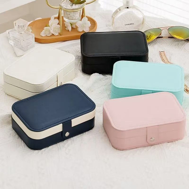 New Portable Jewelry Box Travel Organizer Jewelry Case PU Leather Storage Box Earrings Necklace Ring Jewelry Organizer Display