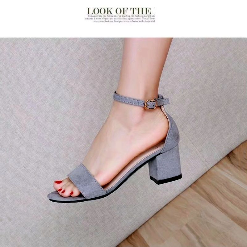 Shoes Women Shoes Heels Sandals Ladies Shoes Mid Heel Classic Buckle Famale Shoes On Sale