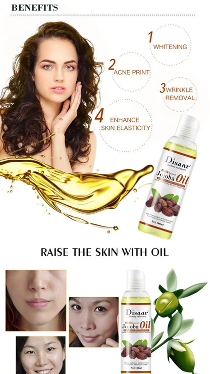 Jojoba Oil 100% Natural Body Face Multipurpose Whitening Brightening Moisturizing Softening Skin Care - Disaar