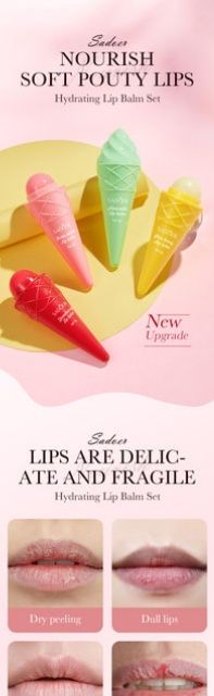 Strawberry Lip Balm Moisturizing Anti Chap Lipstick Hydrating Repair Nourishing Ice Cream Shape Lips Skin Care - Sadoer