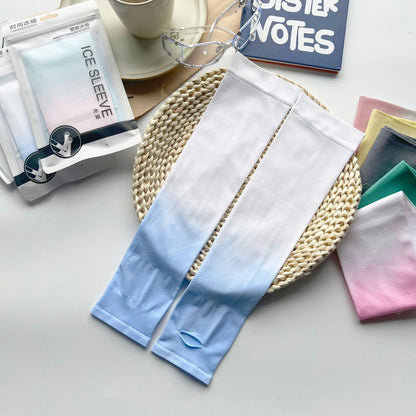 2 pairs Gradient Ice sleeves for summer sun protection, ice silk for UV protection, men's and women's fashion, outdoor driving and cycling sports Two pairs in one combination