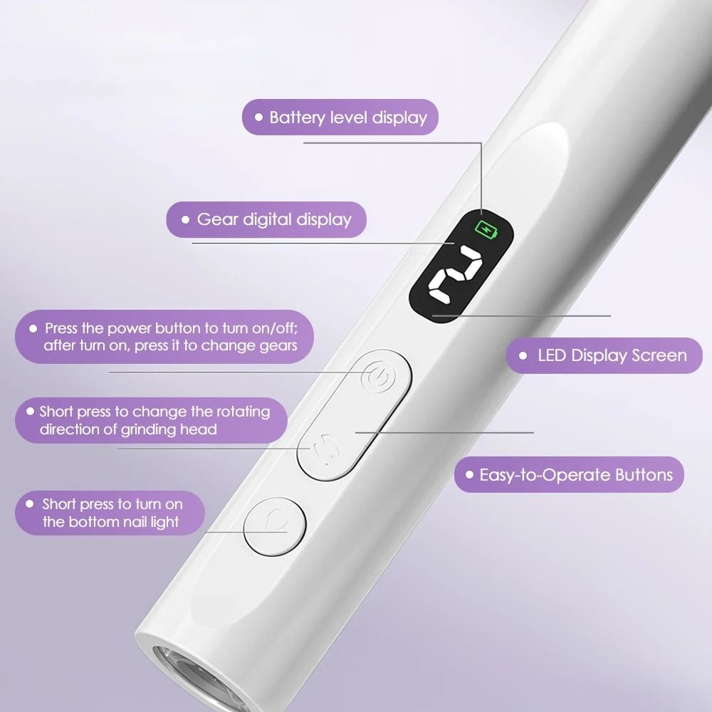 2in1 Electric Nail Drill with UV Lamp Rechargeable Manicure Pedicure Set For UV GEL Fast Curing