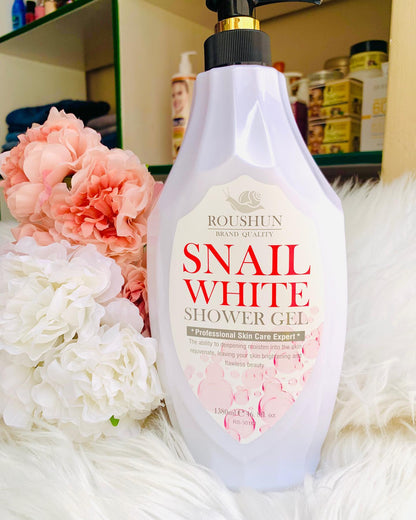 2 Packs Roushun Snail White Shower Gel -1380ml X 2 Body Fast Whitenng Shower Gel Deeply Cleanses Rich and Creamy blend Softer Skin After Wash Roushun Snail White Shower Gel 1380ml X 2