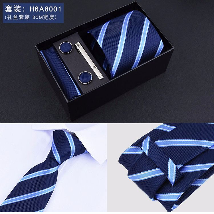 Men's gift box 1Tie+1tie clip+2cuffs+1handkerchief 5in1 Gentleman's suit Tie sets birthday present Valentine's Day gift