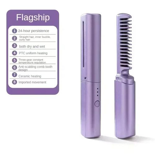 Electric Hot Hair Straighteners USB Charge Hot Comb And Straightening Brush Heating Straight Curly Negative Ion Hot Straightener Hair Styling Tools Hair Beauty Portable Straight Hair Comb Intelligent