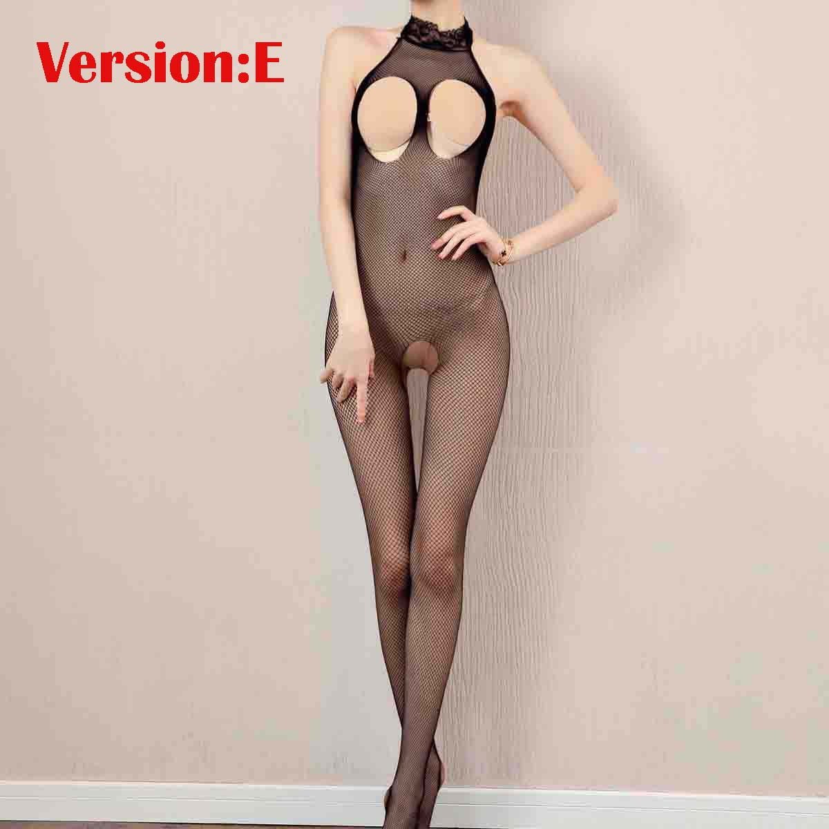 Women's Sexy Bodystocking Lingerie Crotchless Plus Size Fishnet Nightwear Tights See Through Bodysuit Clubwear Sleepwear Gift for Wife Girlfriend 9 Styles Option