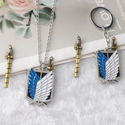 Anime Attack on Titan Necklace Shingeki No Kyojin Wings of Freedom Survey Sword Punk Necklace Pendant for Women Men Jewelry