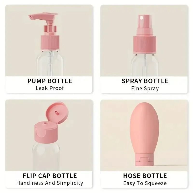 11pcs Travel Bottles Set With Storage Bag Travel Size Empty Liquid Cream Lotion Containers Fine Mist Spray Bottle Squeeze Tubes Cosmetic Storage Box