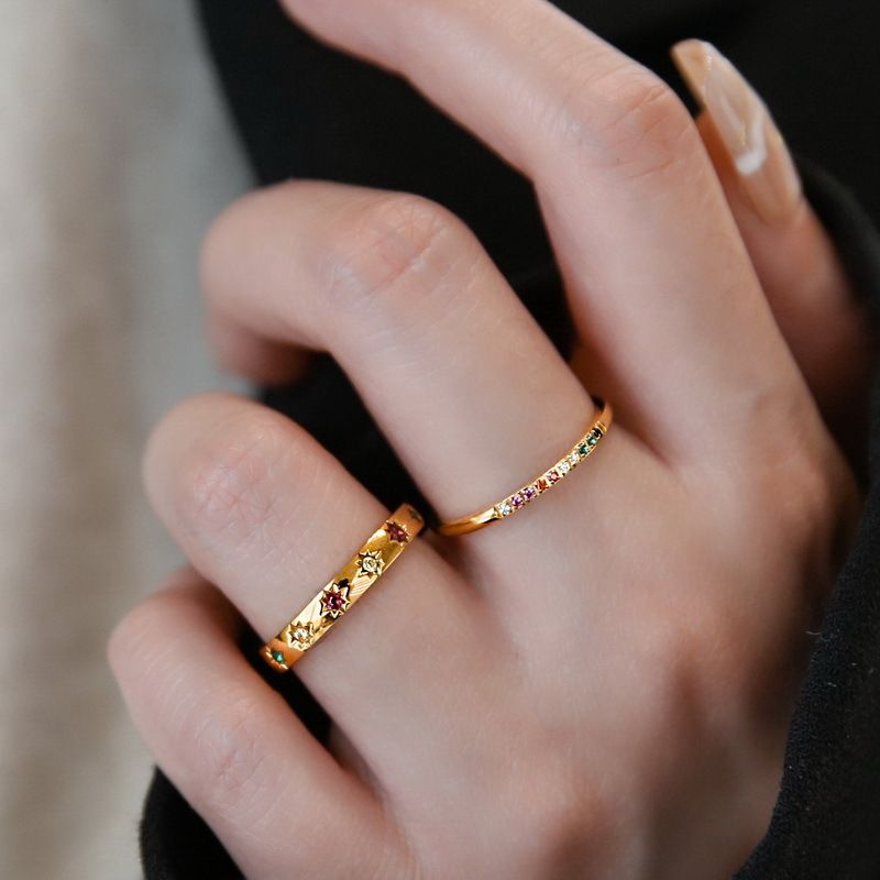 Diamond studded simple and fashionable wide face ring, retro palace style index finger ring, light luxury and high-end feel bracelet