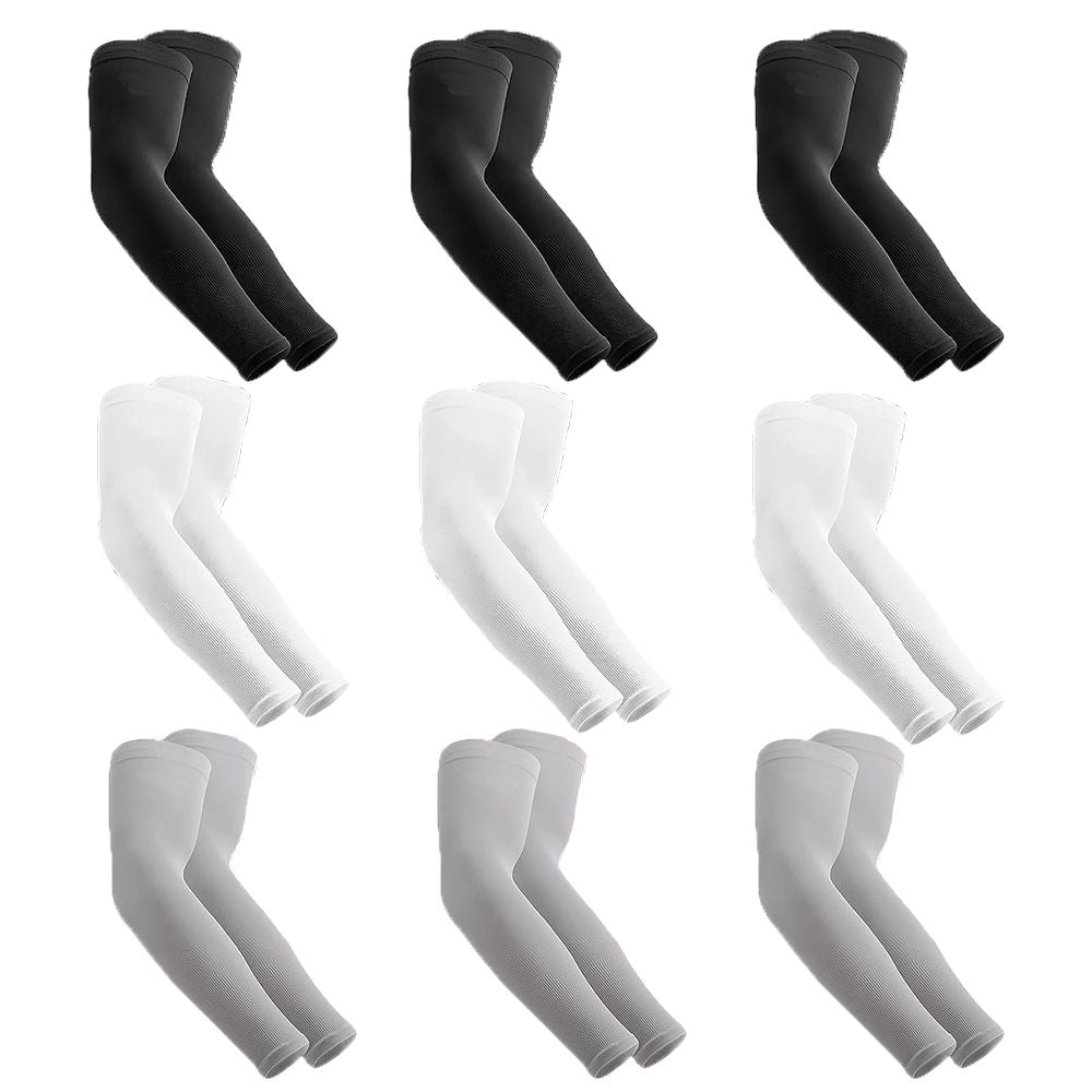 9 Pairs Sun Protection Arm Sleeves - Cooling Compression Arm Sleeve - Sports Arm Sleeves for Men & Women