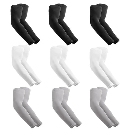 9 Pairs Sun Protection Arm Sleeves - Cooling Compression Arm Sleeve - Sports Arm Sleeves for Men & Women