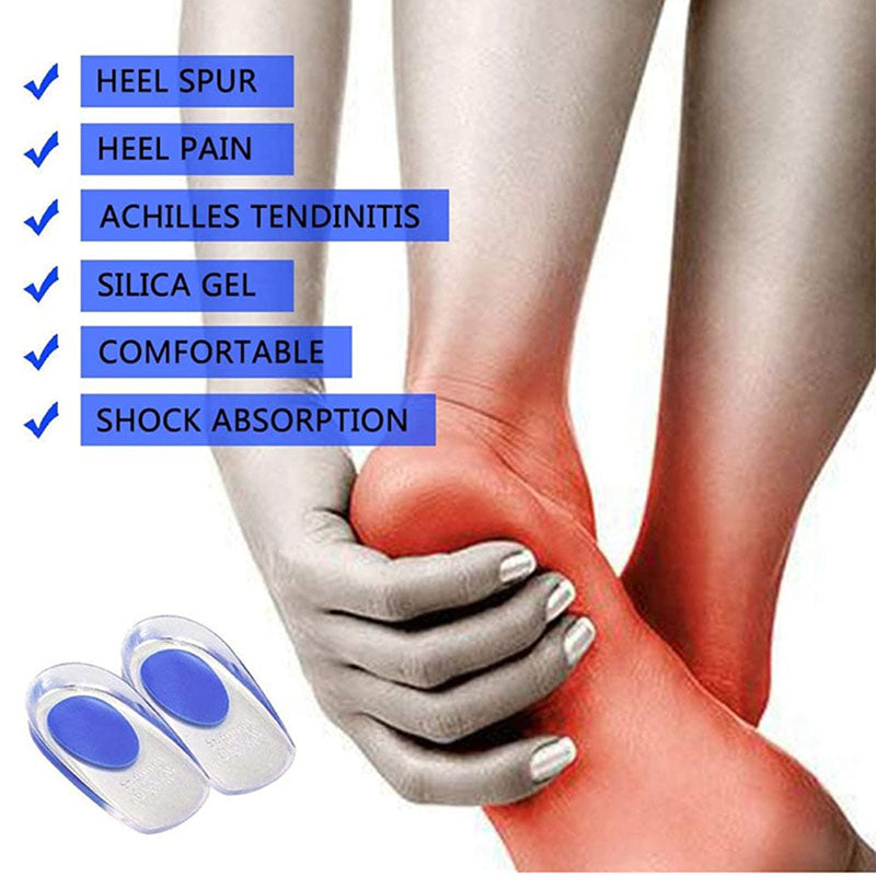 1 Pair Soft Silicone Gel Insoles for Heel Spurs Pain Relief Foot Cushion Foot Massager Care Heel Cups Shoe Pads Height Increase Insoles is practical