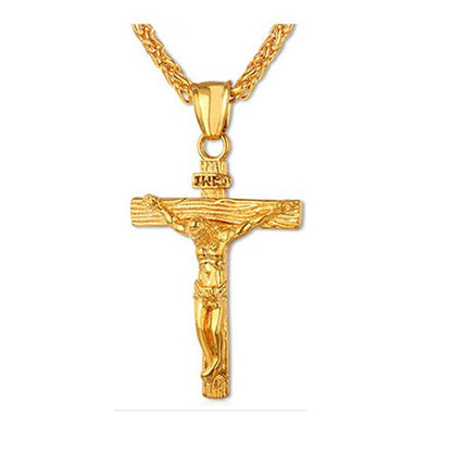 Jesus Cross Religious Element Personality Sweater Chain Titanium Steel Men's Pendant Necklace Retro Style Pendant Men and Women Same Style
