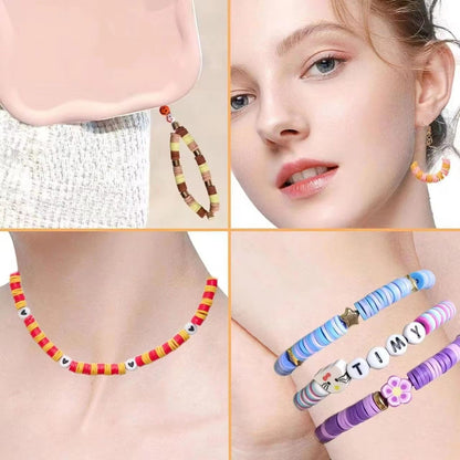 6000 Pcs Clay Beads for Bracelet Making Kit, 24 Colors Flat Round for Jewelry Bracelet Necklace Earring Making for Girls 8-12, Gift
