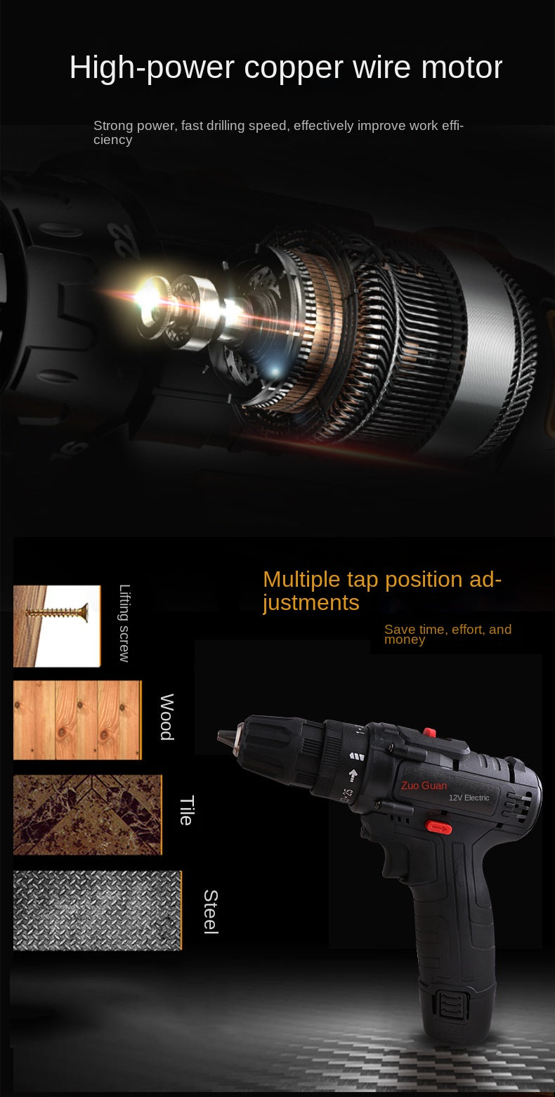 Electric Cordless Drill, 21V Impact Drill Driver Set 28pcs Accessories for Drilling Wood, Metal, Ceramics, Plastic EU plug