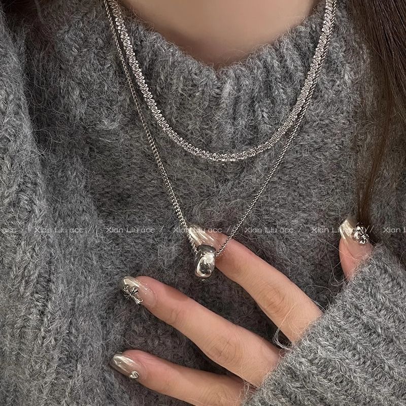 Double-Layer Sparkling Chain Women's Autumn And Winter Matching Necklace Sweater Chain Fashionable And Stylish Long Accessories