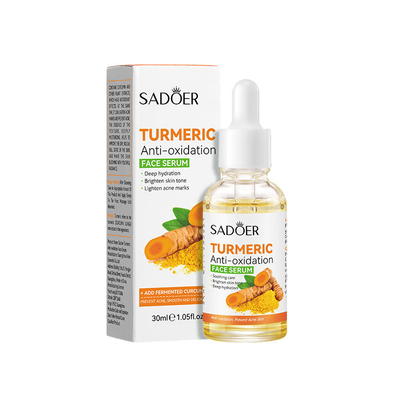 SADOER 4PCS Skin Care Set Turmeric Antioxidant Repair Set Acne Face Cleanser + Face Serum + Antioxidant Repair SADOER Face Cream + SADOER Sunscreen