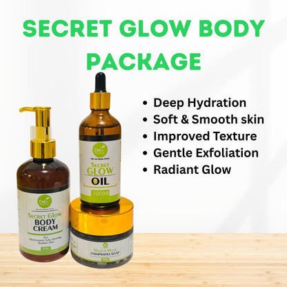 Secret Glow Body Package - Dvee Organics - Clears Blemishes, Tones Skin Color ,Leaving the Skin Looking Radiant and Glowing