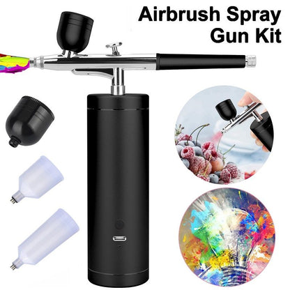 Airbrush Kit, Airbrush Spray Gun with Air Compressor Kit, Rechargeable Handheld Paint Airbrush Gun for Makeup, Cake Decor