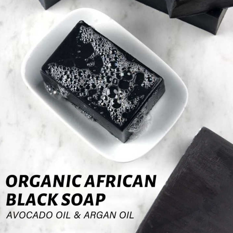 Organic African Black Soap AVOCADO OIL & ARGAN OIL Deep Cleansing - Pie Mei