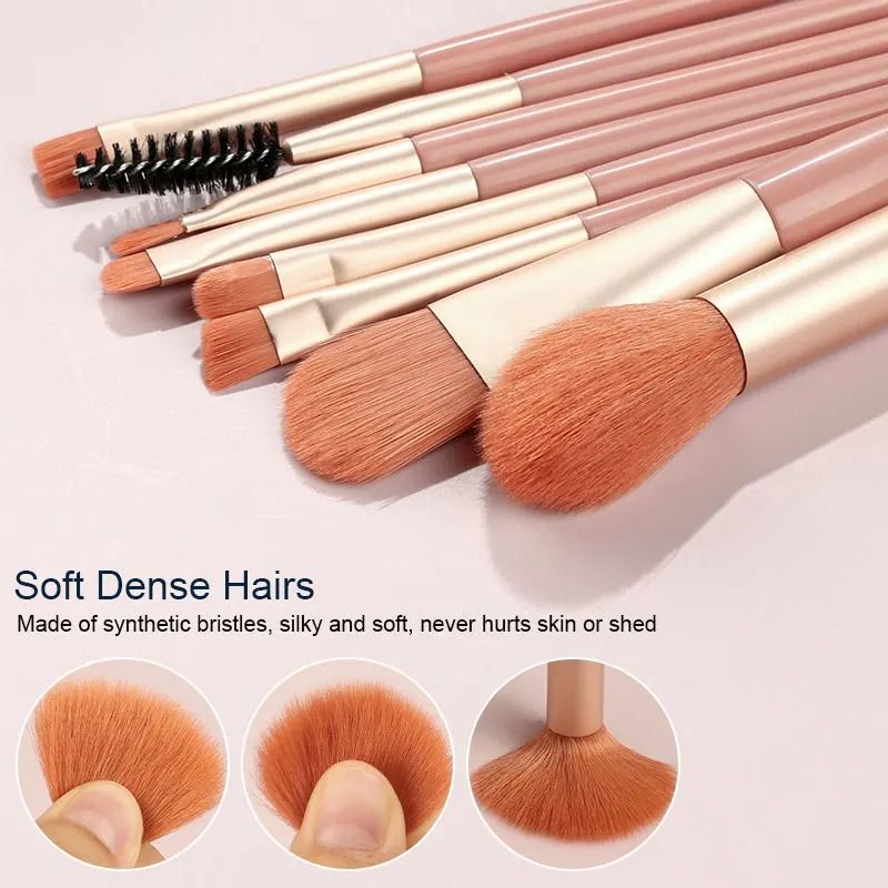 8Pcs Set With Bag Makeup Brushes Sets Eye Shadow Foundation Powder Eyelash Lip Concealer Blush Travel Portable Soft Make Up Brush Sets