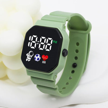 Digital Watches Men and Women Sports Watches LED Digital Clock Astronaut Silicone Strap Fashion Square Men and Women Electronic Clock Student Watches Birthday Gift