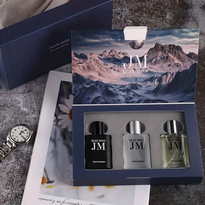 3PCS Men's Perfume Set Floral Woody Notes Refreshing And Long Lasting Elegant Fragrance Perfume Gift Box For Dating And Daily Life Perfect Gift For Him