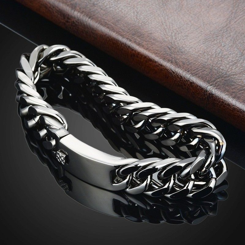 Hot selling bracelets in European and American foreign trade, men's domineering fashion bracelets, Cuban chain bracelets, jewelry