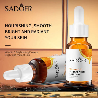 2 in 1 Sadoer Set of Vitamin C Face Brightening Cream + Vitamin C Facial Brightening Essence/Serum, Brightens Skin, Moisturizes, Fades Dark Spots, Makes the Skin Glow