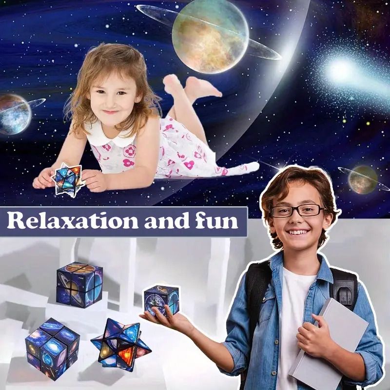 Magic Infinite Cosmic Cube Infinity Cube Fidget Toy Educational Star Cube Toy Changeable Cubes Fidget AntiStress Flip Cubic Puzzle Toys for Birthday Presents Gift