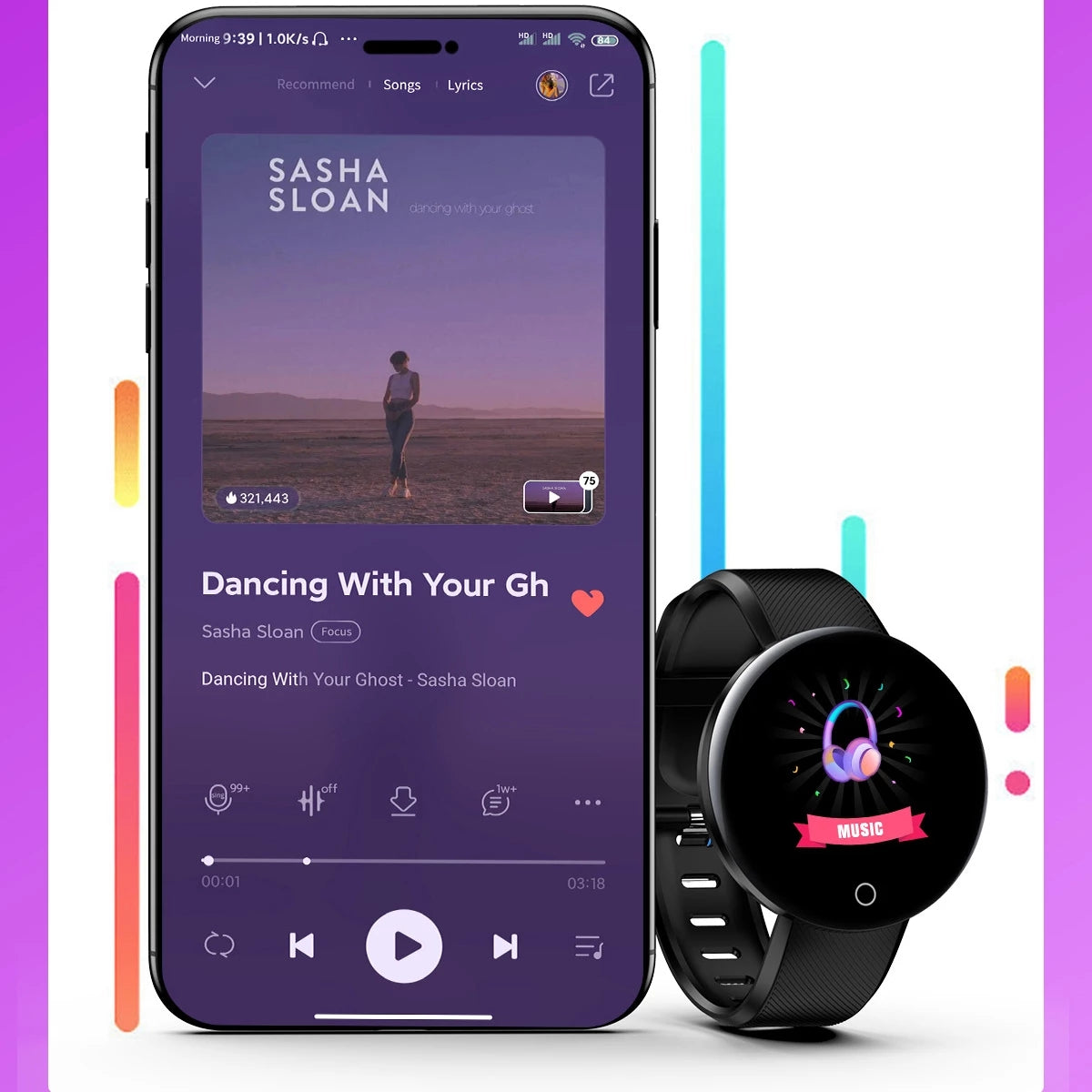 RichRipple D18 Smart Watch Heart Rate/Blood Pressure/Blood Oxyge Monitor Smart Bracelet Wristband Fitness Tracker Waterproof