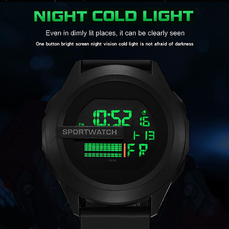 Men Sport LED Watches Men Digital Clock Wristwatch Stopwatch Luminous with Date Week Original Waterproof Clock Multi-Functional Rubber Man Fitnes Athlete Timekeeping Electronic Watch