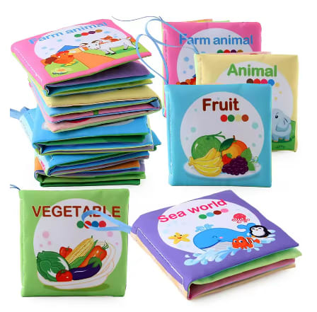Baby Cloth Books Enlightenment Early Educational Toys Kids Fruits Animal Numbers Food Cognitive Book for Toddlers 0-36 Month