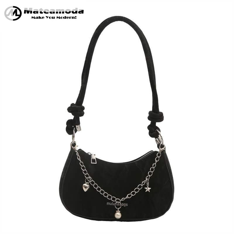Mateamoda Chic Sling Bag with Chain Accents Shoulder Handbag Crossbody Bag