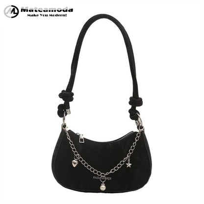 Mateamoda Chic Sling Bag with Chain Accents Shoulder Handbag Crossbody Bag
