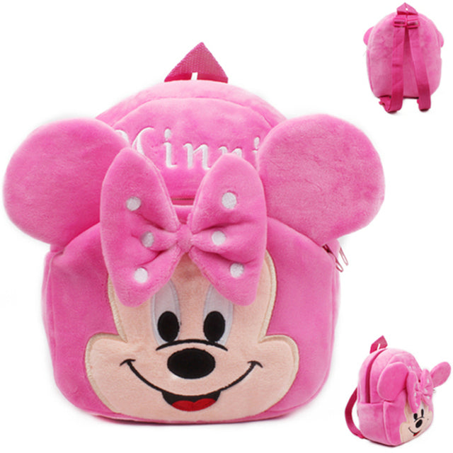 3D Cute Cartoon Animal Design Plush Backpack Kindergarten Children's Bag Disney Minnie Kids Baby School Bag