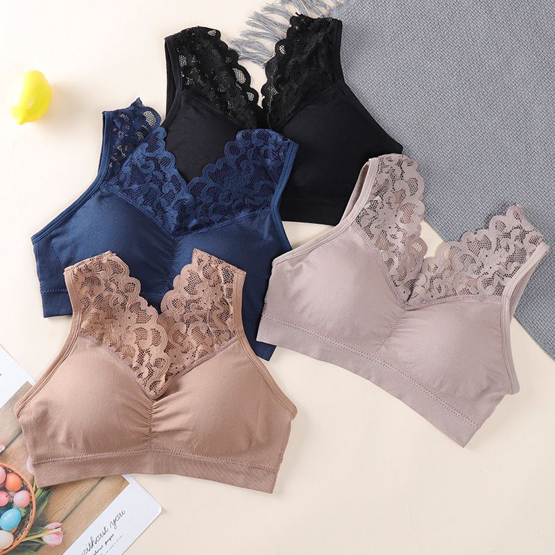 New Arrival Women Lace Bra Seamless Wireless Beauty Back Push Up Bra Cozy Chest Tube Top Sports Fitness Vest Bralette Bra Running Yoga Paded Bra Ladies Underwear Chest Wrap Undies Lingerie Female