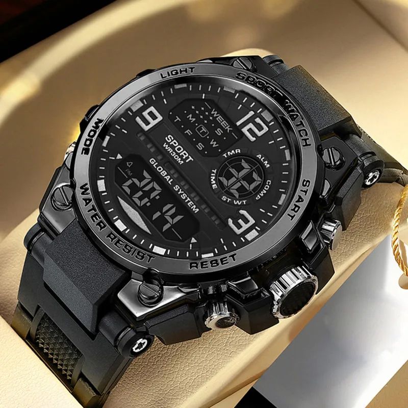 Men Watch Outdoor Sport Watches Multifunction Electronic Watches Anti Drop and Shock-absorbing Wristwatches, Chrono Waterproof Men Watches Led Digital Watch
