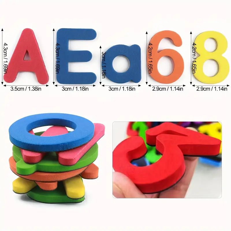 26-79pcs Magnetic Educational Stickers Magnetic Letters Numbers Alphabet ABC 123 Fridge Magnets Plastic Educational Preschool Learning Toy Set Uppercase Lowercase Math
