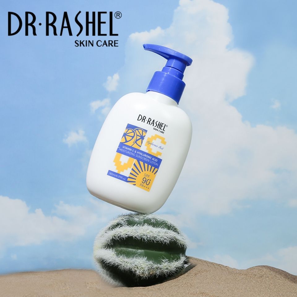DR Rashel Vitamin C & Hyaluronic Acid Moisturizing Sunscreen Lotion SPF 90+ PA+++ High Sun Protection Cream Lotion Sunblock