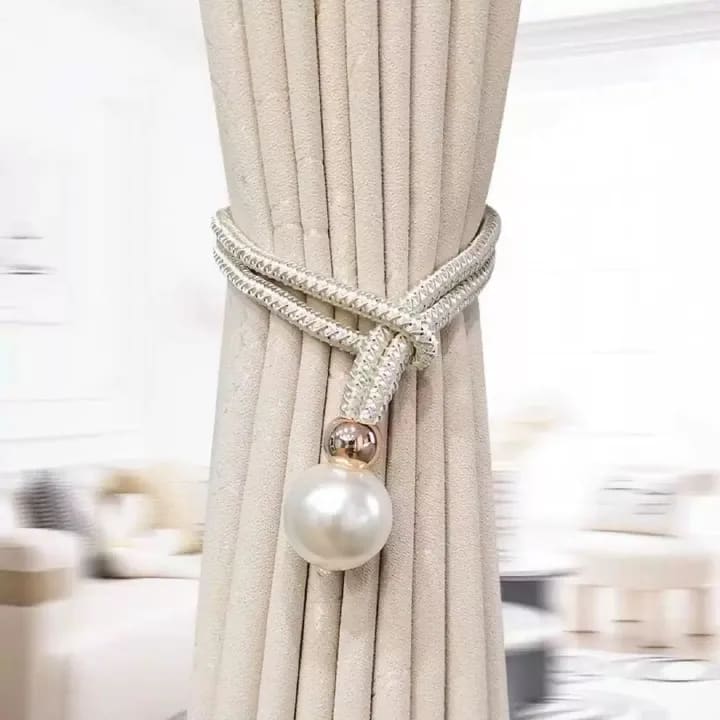 2pcs French Curtain Tiebacks With Faux Pearl Decorations Convenient Drape Tiebacks Decorative Curtain Holdbacks Holder Curtain Tiebacks For Window Draperies For Home Bedroom Office Decor