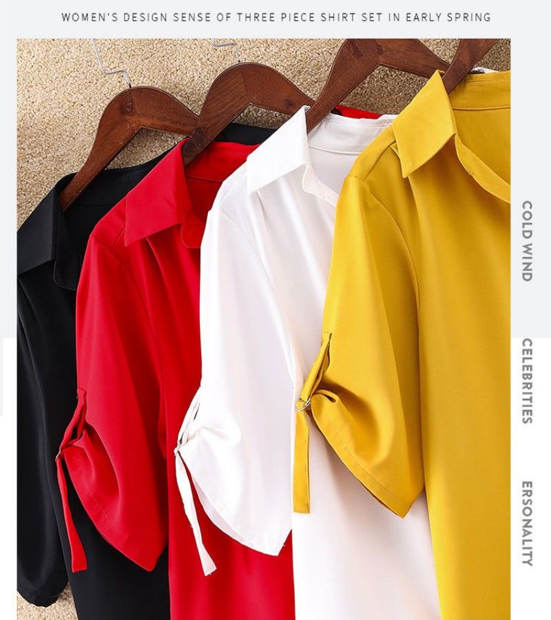 1 PC Medium To Long Shirt Short Sleeve Top Lady Shirt Short Sleeved Chiffon Shirt For Women In Plus Size Loose Fit Waist Cinching Slimming Chiffon Top Lady Wear Trendy