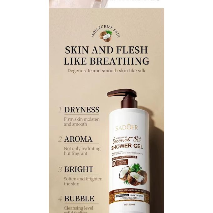 Coconut oil Shower gel and Acne removal Moisturizing Nourishing Long-lasting fragrance for skin
