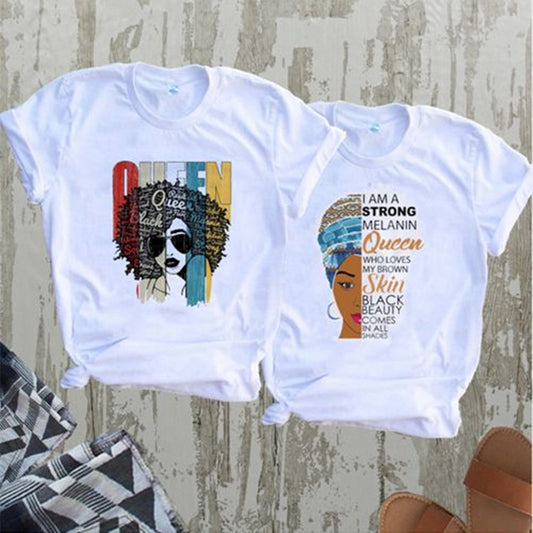 Tshirts Women T-shirts 2 in 1 tshirts Women Clothes Shirts 2 PCS/Sets Women Tops Lady Wear shirts Africa Queen On Sale New Arrival