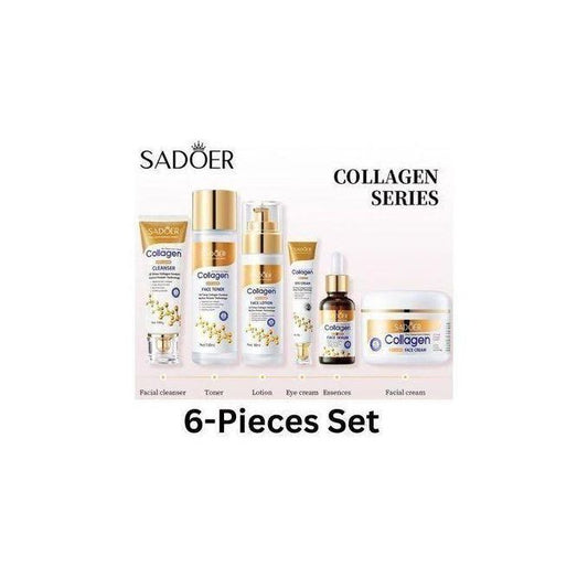 Collagen Skincare Set (6 Pieces Complete Set): Body Lotions + Face Serum + Cleanser + Toner + Cream + Hand Cream Sets
