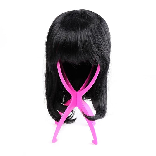 Collapsible Wig Stand – Pink, Portable & Travel-Friendly