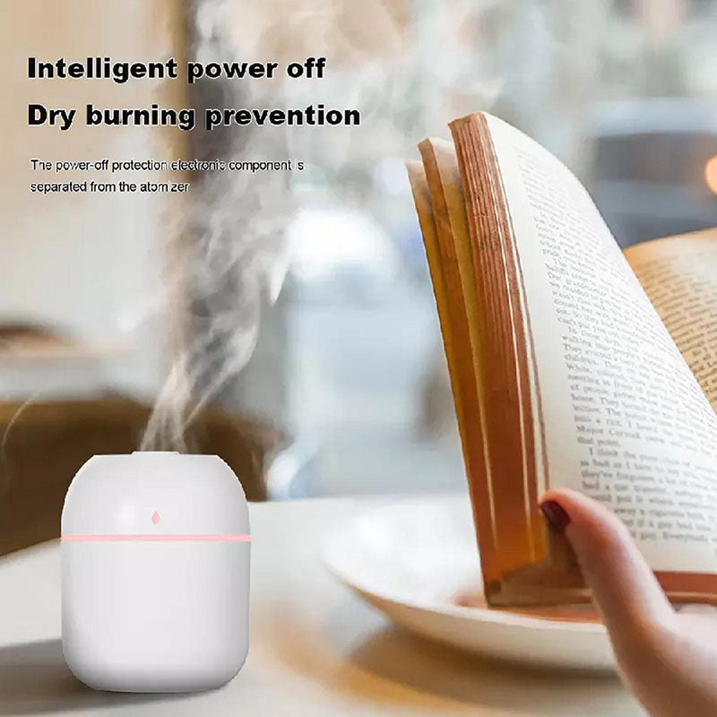 Portable Water Drop Humidifier USB Desktop Indoor Air Atomization Humidifier Household Mute Large Spray Humidifier 220ML Diffuser LED Lamp Diffuser Car Purifier LED Night Light
