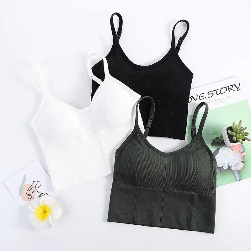 Women Wireless Bra Women Sling Solid Vest With Pad Girls Tube Top U Type Back Seamless Tank Crop Top With Removable Padded Wirefree