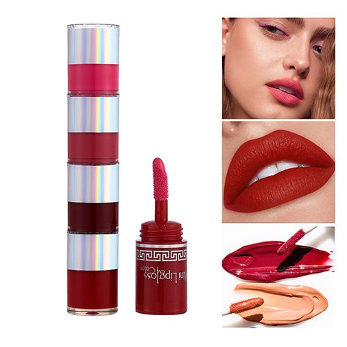 5 In 1 Lipstick, Five Color Matte Waterproof Velvet Long Lasting Lipstick, Creamy Texture Ladies Gift Valentine's Day Gifts